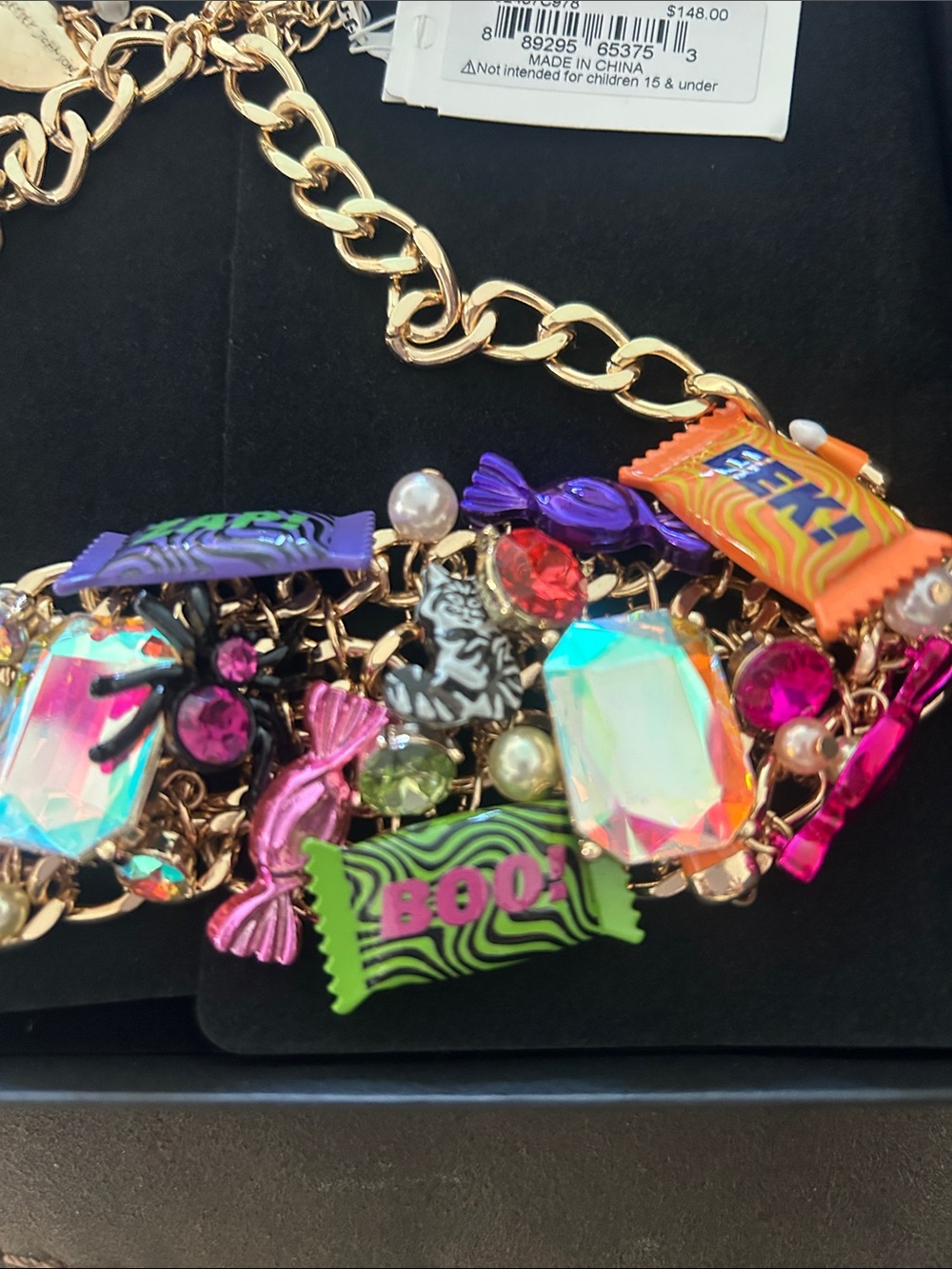 Betsey Johnson Gold-Tone Multicolor Candy Charm Necklace - Picture 4 of 5